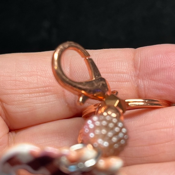 Cute female coffee gnome, zipper pull or purse bling-rose gold /beige/brown - Picture 5 of 7